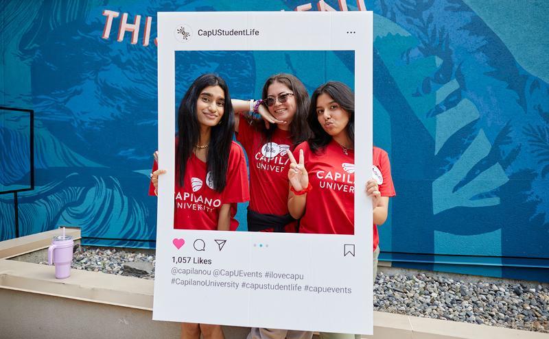 Volunteers taking a moment to pose for the CapU Student Life Instagram