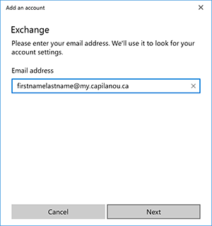 Windows Mail enter email address