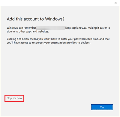 Windows Mail Add account to Windows skip