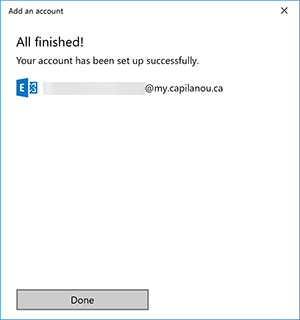 Windows Mail Done adding account