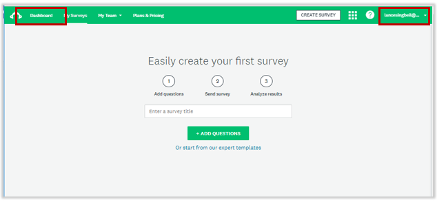 Screenshot of survey creation page.