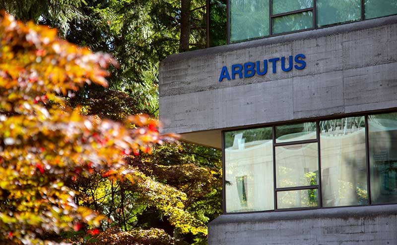 Outdoor photo of the Arbutus Building on North Vancouver Campus.