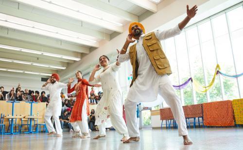 Student dance group in the Birch Building Cafeteria