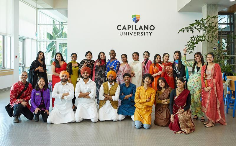 Students and staff wearing traditional clothing of their heritage