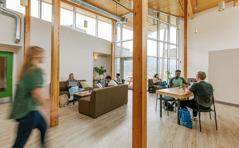 Students socializing in common area