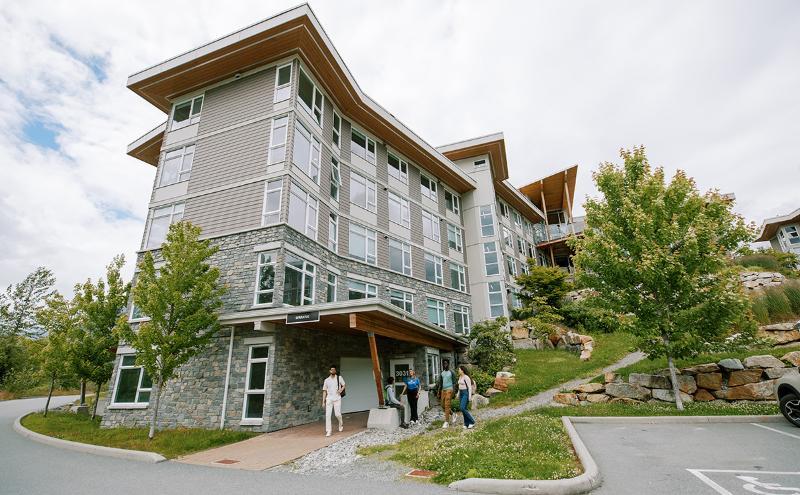 Students outside of CapU Squamish housing