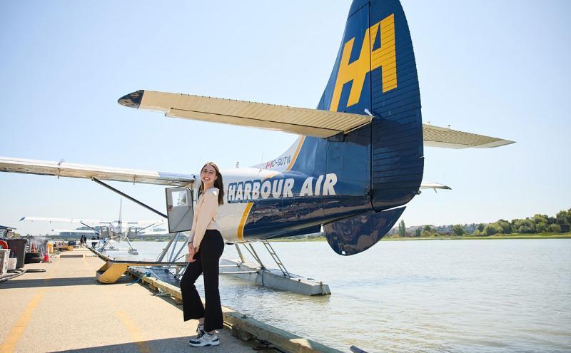 Work-integrated learning student at her co-op placement with Harbour Air