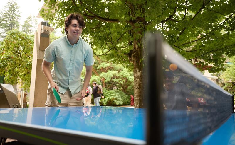 Students serving up some serious skills on the ping pong table