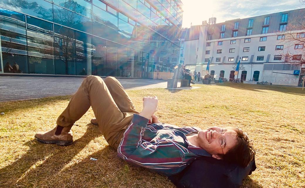 Sebastien Laroye sitting outside