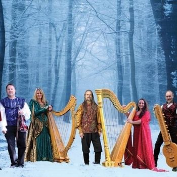 Winter Harp musicians in the snowy forest