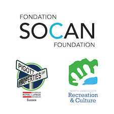 logos for SOCAN, North Vancouver recreation and Royal LePage