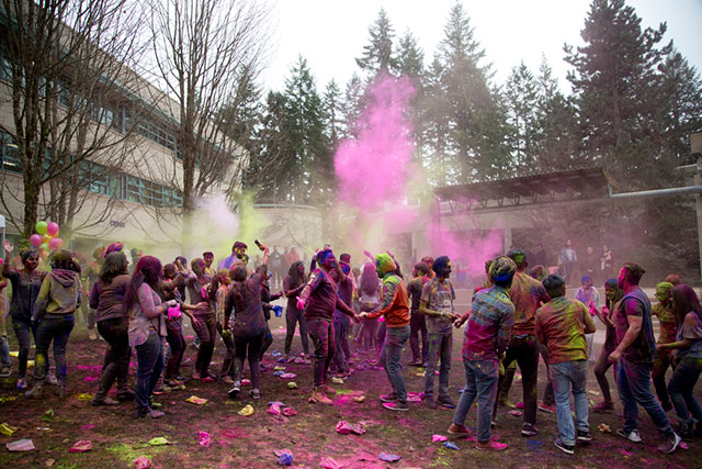 Students celebrate at the Centre for International Education’s World of Colour, inspired by the Holi Festival, on March 13, 2018.