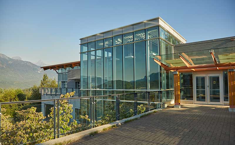 Outdoor photo of the CapU Squamish Campus Cafeteria Building.