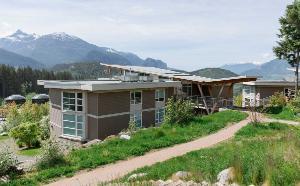Outdoor photo of student housing on CapU Squamish Campus.