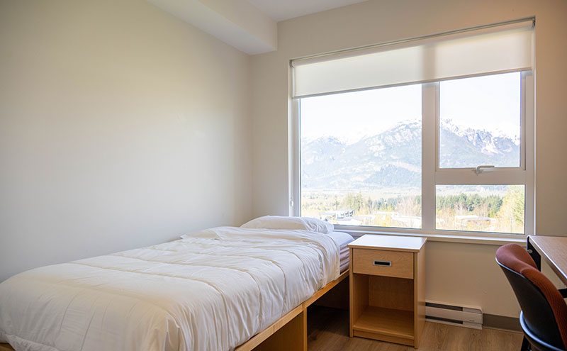 Photo of a two-bedroom connecting suite at CapU Squamish.