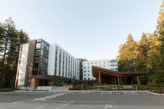 Front exterior photo of Treehouse student housing building