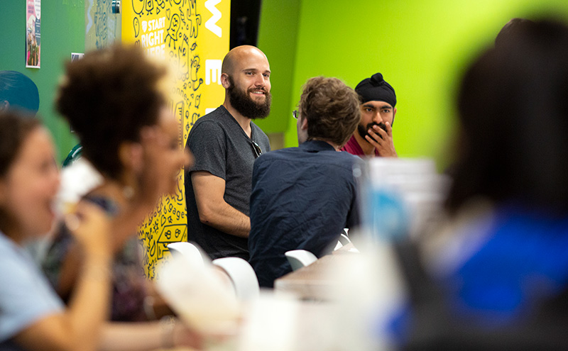 Students talking in the Learning Commons