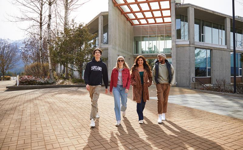 Students walking on CapU Squamish campus