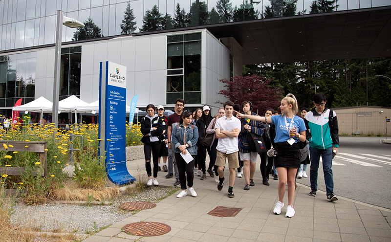 Students touring the North Vancouver main campus