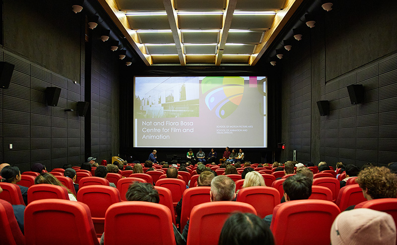 Students in the theatre in the Bosa Building